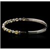 Image 3 : 4.18ctw Yellow Sapphire and Diamond Bangle Bracelet - 18KT White Gold