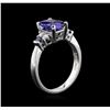 Image 3 : 1.78ct Tanzanite, Blue Sapphire and Diamond Ring - 14KT White Gold