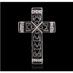 14KT White Gold 0.08ctw Diamond Cross Pendant