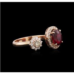 14KT Rose Gold 2.06ct Ruby and Diamond Ring