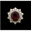 Image 2 : 6.67ct Ruby and Diamond Ring - 14KT Yellow Gold