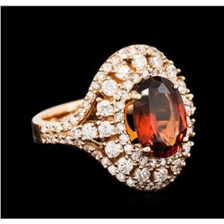 18KT Rose Gold 3.31ct Garnet and Diamond Ring