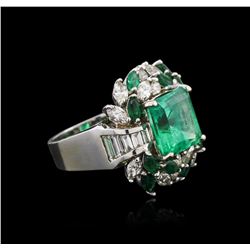 18KT White Gold 5.80ctw Emerald and Diamond Ring