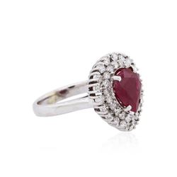 18KT White Gold GIA Certified 2.82ct Ruby and Diamond Ring