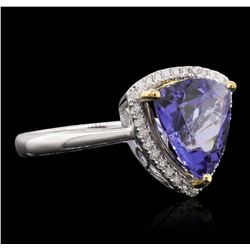 14KT White and Yellow Gold 4.14ct Tanzanite and Diamond Ring