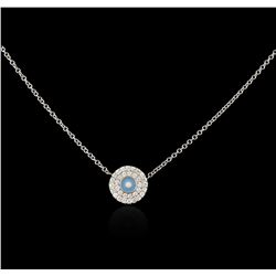 14KT White Gold 0.20ctw Diamond Evil Eye Pendant With Chain