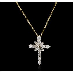 10KT Yellow Gold 0.50ctw Diamond Cross Pendant With Chain