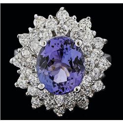 14KT White Gold 5.05ct Tanzanite and Diamond Ring