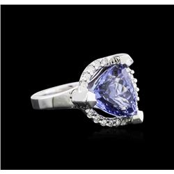 14KT White Gold 6.78ct Tanzanite and Diamond Ring