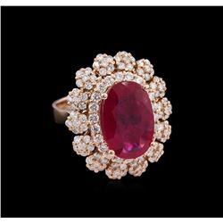 5.87ct Ruby and Diamond Ring - 14KT Rose Gold