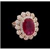 Image 1 : 5.87ct Ruby and Diamond Ring - 14KT Rose Gold