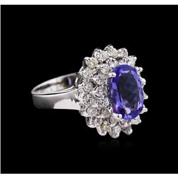 2.04ct Tanzanite and Diamond Ring - 14KT White Gold