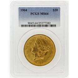 1904 PCGS MS64 $20 Liberty Head Double Eagle Gold Coin