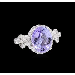 3.25ct Tanzanite and Diamond Ring - 18KT White Gold