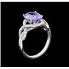 Image 3 : 3.25ct Tanzanite and Diamond Ring - 18KT White Gold