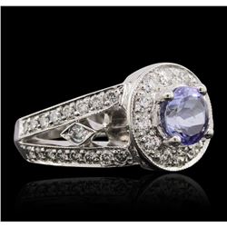 14KT White Gold 1.44ct Tanzanite and Diamond Ring