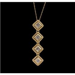 14KT Yellow Gold 0.60ctw Diamond Pendant With Chain