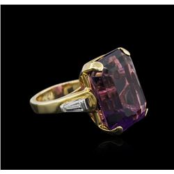 14KT Yellow Gold 20.59ct Amethyst and Diamond Ring