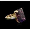 Image 1 : 14KT Yellow Gold 20.59ct Amethyst and Diamond Ring