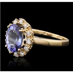 14KT Yellow Gold 2.92ct Tanzanite and Diamond Ring