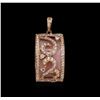 Image 1 : 14KT Rose Gold 11.43ct Pink Opal and Diamond Pendant