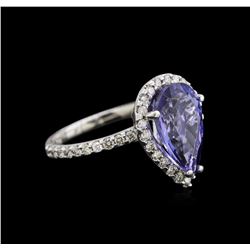 4.33ct Tanzanite and Diamond Ring - 14KT White Gold