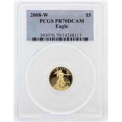 2008-W PCGS PR70DCAM $5 American Eagle Gold Coin