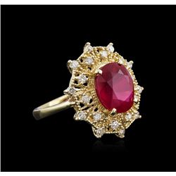 14KT Yellow Gold 5.37ct Ruby and Diamond Ring