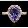 Image 2 : 14KT Rose Gold 2.77ct Tanzanite and Diamond Ring