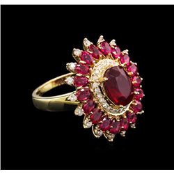 6.82ctw Ruby and Diamond Ring - 14KT Yellow Gold