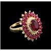 Image 1 : 6.82ctw Ruby and Diamond Ring - 14KT Yellow Gold