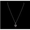 Image 2 : 14KT White Gold 0.13ctw Diamond Pendant With Chain