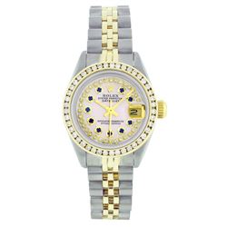 Rolex Two-Tone 1.00ctw Diamond and Sapphire DateJust Ladies Watch