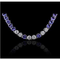 14KT White Gold 31.90ctw Tanzanite and Diamond Necklace