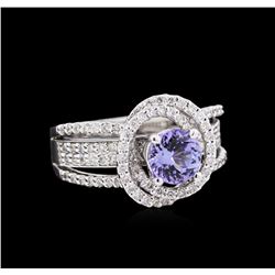 1.10ct Tanzanite and Diamond Ring - 14KT White Gold