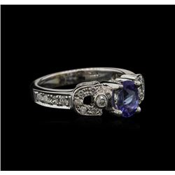 0.82ct Tanzanite and Diamond Ring - 14KT White Gold