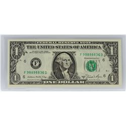 1981A $1 Mismatched S/N Error Federal Reserve Note