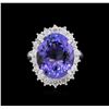 Image 2 : GIA Cert 10.50ct Tanzanite and Diamond Ring - 14KT White Gold