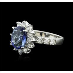 14KT White Gold 3.16ct Tanzanite and Diamond Ring