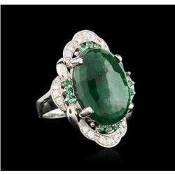 14KT White Gold 4.19ctw Emerald and Diamond Ring