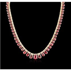 14KT Yellow Gold 48.12ctw Ruby and Diamond Necklace