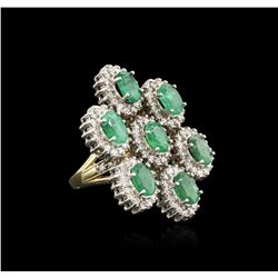 14KT Yellow Gold 4.90ctw Emerald and Diamond Ring