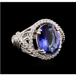 14KT White Gold 6.77ct Tanzanite and Diamond Ring