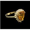 Image 1 : 4.29ct Citrine and Diamond Ring - 14KT Yellow Gold