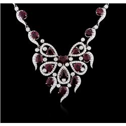 18KT White Gold GIA Certified 31.20ctw Ruby and Diamond Necklace