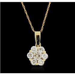 14KT Yellow Gold 0.63ctw Diamond Pendant With Chain