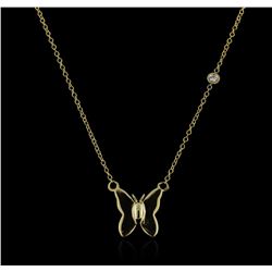 14KT Yellow Gold 0.03ct Diamond Butterfly Necklace