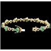 Image 3 : 14KT Yellow Gold 4.71ctw Emerald and Diamond Bracelet