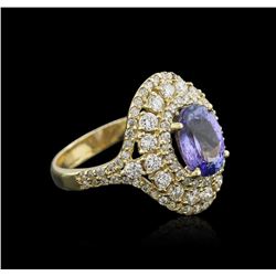 14KT Yellow Gold 2.05ct Tanzanite and Diamond Ring