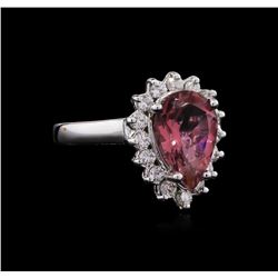 2.96ct Pink Tourmaline and Diamond Ring - 14KT White Gold